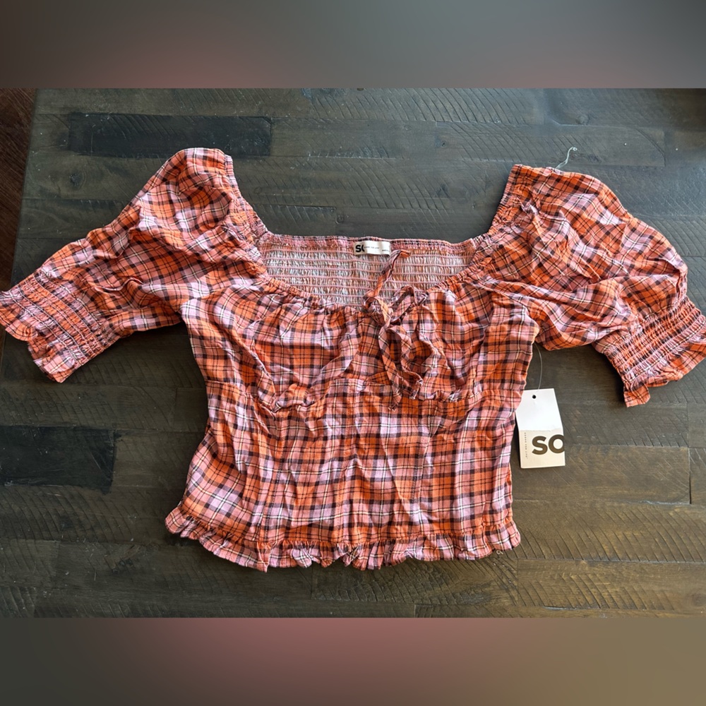 Plaid Off-Shoulder Top